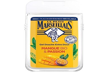 Le Petit Marseillais   Extra Gentle Shower Gel Organic Mango &amp; Passion (250 ml bottle) &ndash; 92% ingredients of natural origin &ndash; pH neutral for the skin and without coloring