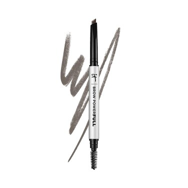 IT Cosmetics Brow PowerFULL, Universal Taupe - Universal Eyebrow Pencil with Triangular Tip - Delivers Bold Volume &amp; Shaping - Budge-Proof Formula - Built-In Spoolie - 0.012 oz