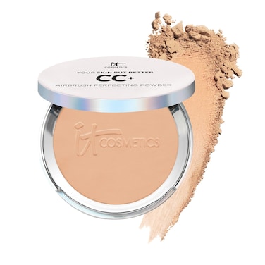 IT Cosmetics CC+ Airbrush Perfecting Powder Foundation - Buildable Full Coverage Of Pores &amp; Dark Spots - Hydrating Face Makeup with Hydrolyzed Collagen &amp; Niacinamide - 0.33 Oz