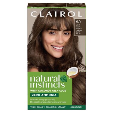 Clairol Natural Instincts Demi-Permanent Hair Dye, 6A Light Cool Brown Hair Color, Pack of 1