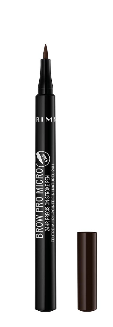 Rimmel London Brow Pro Micro 24HR Precision-Stroke Pen, Microfilling Felt Tip, Dark Brown, 1 ml