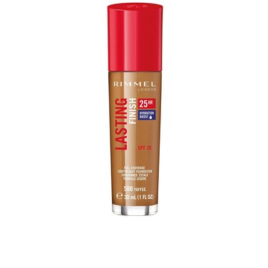 Rimmel London Lasting Finish 25HR - 500 Toffee - Foundation, 25-Hour Wear, Full Coverage, Waterproof, 1oz