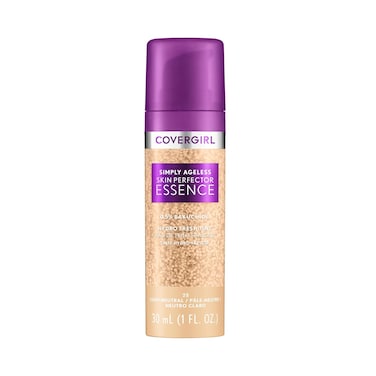 Covergirl Simply Ageless Skin Perfector Essence Foundation, 25 Light-Neutral, Tinted Skincare Makeup Hybrid, Sheer Tint, Radiant Finish, Glowy Finish, Vegan Formula, 1.0oz
