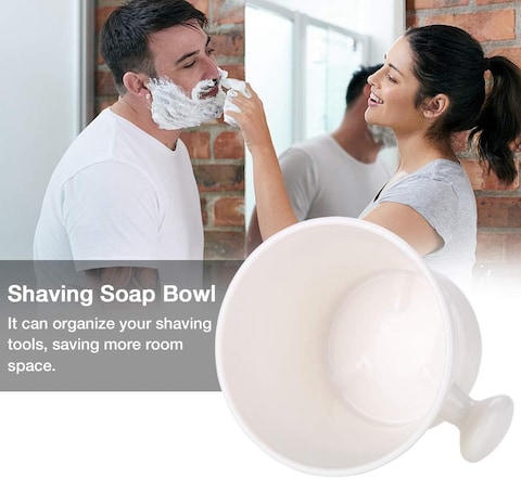 Shaving Bowl, Shaving Shave Soap Mug Shaving Brush Set Shaving Soap Bowls Abs Men&#39;S Shaving Foam For Shaving Soap Bowls Bowl, 11 11 8Cm(White)