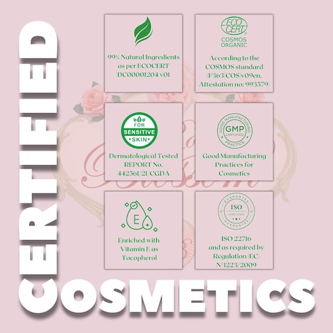 ECOCERT Certified Rose Blossom- Centifolia Rose Moisturizing Day Cream-50ml   Tested for Sensitive Skin   Luxurious, Hydrating, Soothing, Face Cream with Hydrolyzed Silk, Salicyclic Acid, Shea Butter