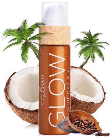 COCOSOLIS GLOW Shimmer Oil   Illuminizing Natural Dry Oil With Shiny Particles   Leaves The Skin Glowing &amp; Enhances a Golden Tan   Gives a Luxurious Feel to Your Skin   110ml