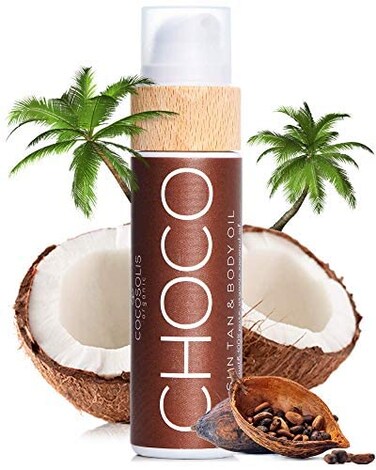 COCOSOLIS CHOCO Suntan &amp; Body Oil XL- Organic Tanning Bed Lotion - Deep Chocolate Tan - Tanning Accelerator for Indoor Tanning Beds (6.76)