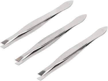 Three Pcs of Qulity Slant Tweezer, Professional Stainless Steel, Provides a Strong Grip, Removes Hairs Accurately, Shapes, Ergonomically-Designed (3)