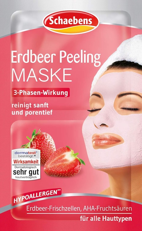 HYPOALLERGENIC Strawberry Peeling MASK - 3-PHASE-EFFECT - for 20 Applications (Pack of 10 x 2 units. 6 ml per unit)- for all skin types