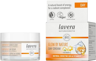 lavera Glow by Nature Day Care - Face Cream with Q10 &amp; Vitamin C for a Radiant Complexion - Moisturizing Facial Cream - Anti Aging Cream - PETA Certified - Vegan - Made in Germany - 1.7 Fl Oz