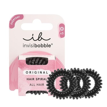 Invisibobble Original True Black Hair Elastic for Women and Men - Black - Streak Free Hair Elastic - Strong Hold