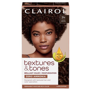 Clairol Textures &amp; Tones Permanent Hair Dye, 3N Cocoa Brown Hair Color, Pack of 1