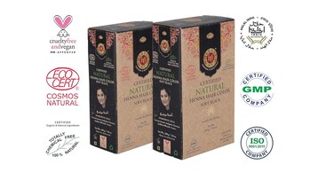 Soft Black Henna Hair Color Combo Kit 7.05 Oz+7.05 Oz,CERTIFIED 100% Natural by Ecocert(France).VEGAN &amp; HALAL approved, Zero chemicals(PACK OF 2)
