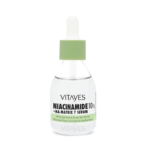 VITAYES b!right 10% Niacinamide Hyaluronic Acid Serum - Pore Refinement, Strengthening the Skin Barrier, Moisturizing, Anti Aging - for Radiant &amp; Rejuvenated Skin - 1.01 Fl Oz