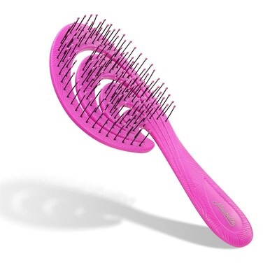Ninabella Organic Detangling Hair Brush for Women, Men &amp; Children - Does not Pull on Hair - Hair Straightening Brushes for Straight, Curly &amp; Wet Hair - Unique Wave Hairbrush Pink Delight