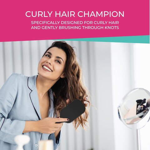 HAWWYY Detangler Brush for Thick Hair - Powerful Wet and Dry hairbrush for thick hair and waves- 11.2&#39;&#39;x3.1&#39;&#39;- Smooth Detangling Brush, Reduces Breakage - For All Curl Types - Black