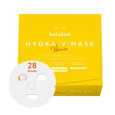 Lululun 28 EA Facial Sheet Mask with Organic 7 Herbs &amp; 7 Vitamins for Pore Care &amp; Rough Skin, Daily Face Sheet Mask Pack for Hydrating and Moisturizing Skincare from Japan with Vitamin C &amp; E, Hydra V