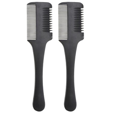 2pcs Hair Thinning Comb Double Edge Hair Razor Comb Slim Hair Cutting Tool for Home and Salon (Black)