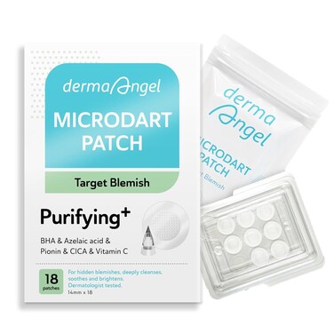 Microdart Acne Patches for Deep Blemishes - 18 Dots - Hydrocolloid Pimple Patch with Salicylic Acid, Azelaic Acid, CICA &amp; Vitamin C - Targets Stubborn Blemishes, Dark Spots &amp; Cystic Acne