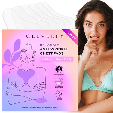 CLEVERFY Silicone Chest Wrinkle Pads for D&eacute;collet&eacute; - 6-Pack of T-Shape Reusable Anti-Wrinkle Patches