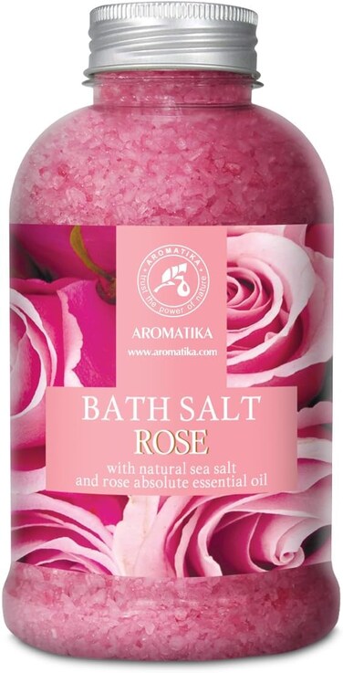 Rose Bath Salts 21.16 Oz - Natural Rosewood Oil &amp; Rose Extract - Best for Relaxing - Good Sleep - Beauty - Bathing - Body Care - Wellness - Relax - Aromatherapy - Spa - De-Stress Bath Salts 600g