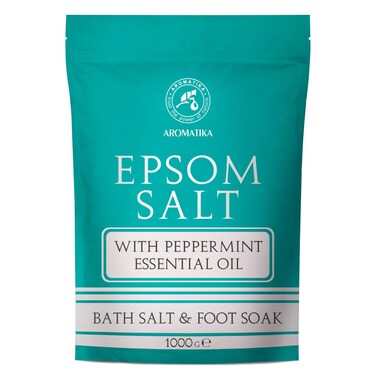 Epsom Bath Salt 35 Oz / 1kg with Peppermint Essential Oil - 100% Pure Epsom Salts - Magnesium Sulphate Crystals &amp; Eucalyptus - Skin Care - Relaxation
