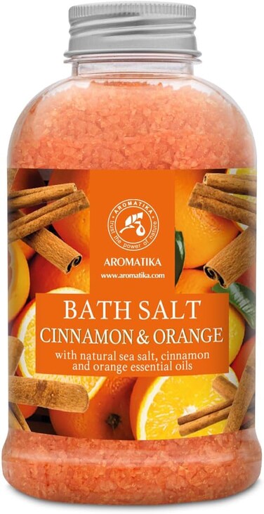 Bath Salt Cinnamon-Orange 21.16 Oz (600g) - Bath Salt with Orange &amp; Cinnamon Essential Oil - Natural Bath Salt - Aromatherapy - Relaxing - Body Care - Beauty - Bath Soak