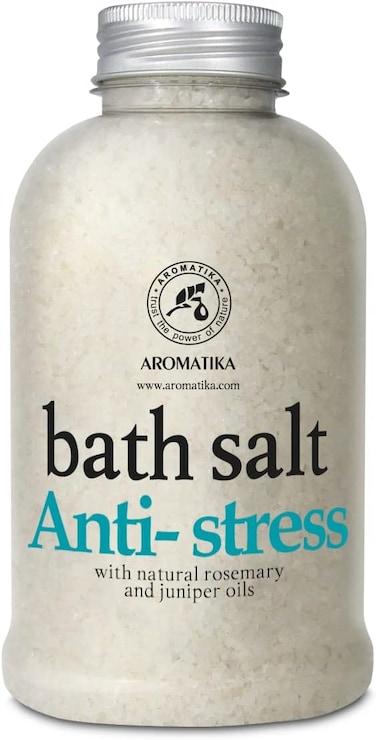 De-Stress Bath Salt 21.16 Oz w/Natural Rosemary &amp; Juniper Oils - Natural Bath Sea Salts 600g - Best for Good Sleep - Relaxing - Calming - Body Care - Beauty - Aromatherapy