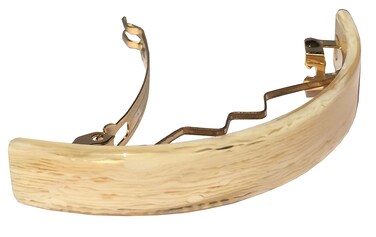 French Amie Curved Small Ivory 2.5 Inches Celluloid Handmade Automatic Hair Clip Hair Barrette with Golden Clasp (Ivory)