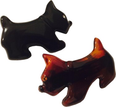 Parcelona French Dog Small 2 Inch Celluloid Acetate Black and Tortoise Shell Brown Automatic Hair Clip Hair Barrettes