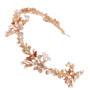 Lizzie Kay Pink Floral Hair Vine Drape Crystal Headpiece Wedding Bridesmaid Bridal Women