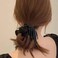 Satin Black Scrunchie Decorative Bead Tassels Large Hair Tie Accessory Woman Girl