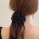 Satin Black Scrunchie Decorative Bead Tassels Large Hair Tie Accessory Woman Girl