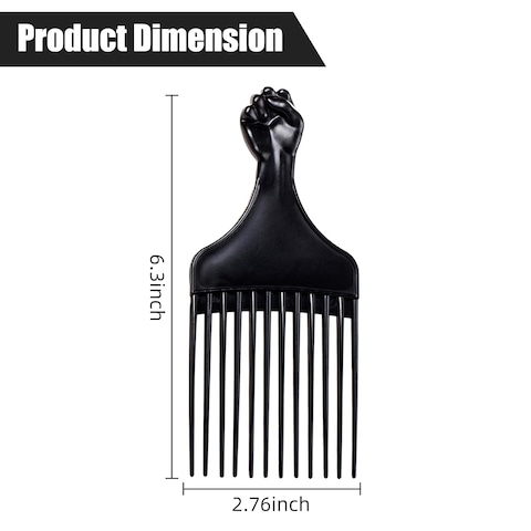 Soft &#39;N Style Plastic Hair Pick Combs for Women and Men - 3 Pack Black Detangling Combs for Afro, Curly Hair Braiding and Styling
