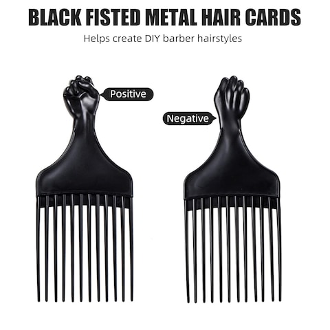 Soft &#39;N Style Plastic Hair Pick Combs for Women and Men - 3 Pack Black Detangling Combs for Afro, Curly Hair Braiding and Styling