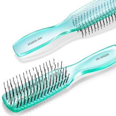 MR.GREEN Hair Brush Crystal Scalp Massage Combs Volumizing Hair Styling Fine Tooth Detangling Tool For Long Wet Dry Hair Women Gift (Green, Large)