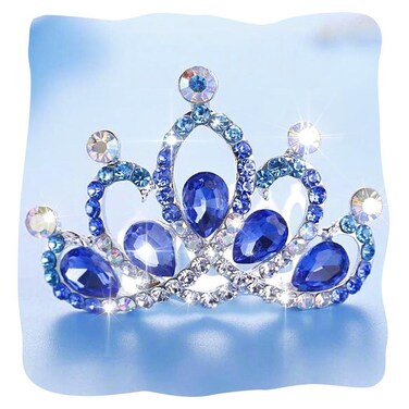 JAKAWIN Girls Crystal Rhinestone Hair Comb Christmas Tiara Crown Headpiece Birthday Gifts Hair Accessories (Blue)