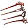 Parcelona French Lavish Tortoise Shell Set of 4 Celluloid Large Bun Hair Pin Sticks for Women