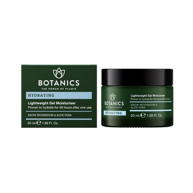 Botanics Lightweight &amp; Hydrating Face Moisturizer for Women &amp; Men - Gel Facial Moisturizer for Dry Skin - Enriched with Snow Mushroom &amp; Aloe Vera - Vegan &amp; Cruelty-Free 48-Hour Hydration (1.69 Fl Oz)