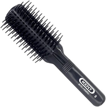 Kent AS8 Anti Static Hair Brush Travel Brush Small Hair Brush for Smoothing, Straightening, and Curling Short or Medium Hair. 7-Row Mini Hairbrush Anti Static for Hair Frizz Free Brush Made in England