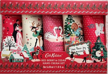 Heathcote &amp; Ivory Cath Kidston Hand Cream Set 5 x 30ml Red Berry &amp; Cedar (Christmas legends - Swan, Dogs, Dancers, Deer, Dove)