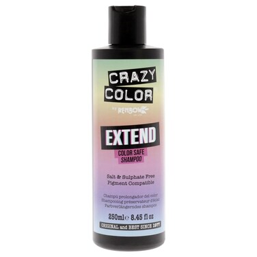 Crazy Color Extend Safe Shampoo, 250mL - Sulfate-Free Color Protecting Shampoo for Treated Hair with Sunflower, Raspberry, and Essential Oils for Enhanced Vibrancy