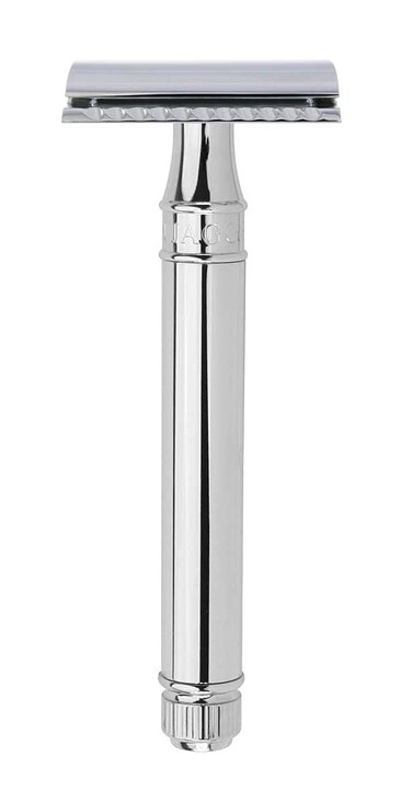 Edwin Jagger DE Safety Razor, Extra Long' Handle, Chrome