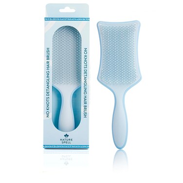 Nature Spell No Knots Detangling Hair Brush   Detangles All Hair Types   For Wet &amp; Dry Hair   Eliminates Knots &amp; Reduces Breakage   (Matte Blue)