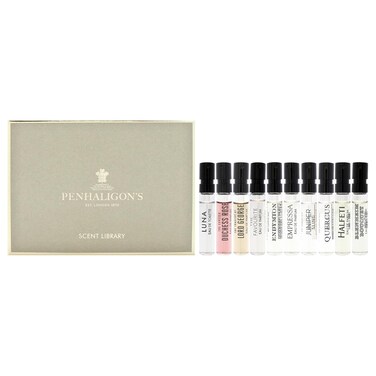 Penhaligons Scent Library Set for Unisex - 10 Pc Mini Gift Set 0.07oz Empressa EDP Spray, 0.07oz Endymion Concentre EDP Spray, 0.07oz Halfeti EDP Spray, 0.07oz The favourite EDP Spray, 0.07oz