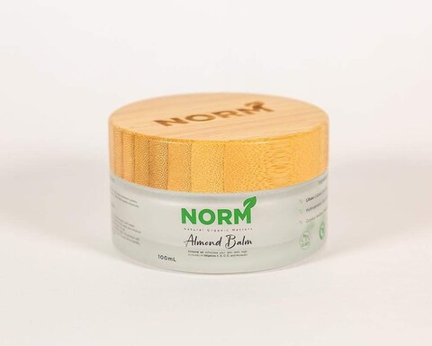 Almond Hand &amp; Body Balm With 100% Natural Ingredients, Eco-Friendly Recyclable Glass Container With Bamboo Lid, Cruelty-Free - 100ml