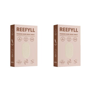 Foaming Hand Soap 3 Refill Tablets, Dissolvable Plastic Free Hand Wash Pods, Just Add Water to Transform to Velvety Foam, Tropical Coconut Scent Duo Pack