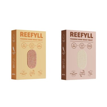 Foaming Hand Soap 10 Refill Tablets, Dissolvable Plastic Free Hand Wash Pods, Just Add Water to Transform to Velvety Foam, 5 Tropical Coconut and 5 Juicy Orange Bundle