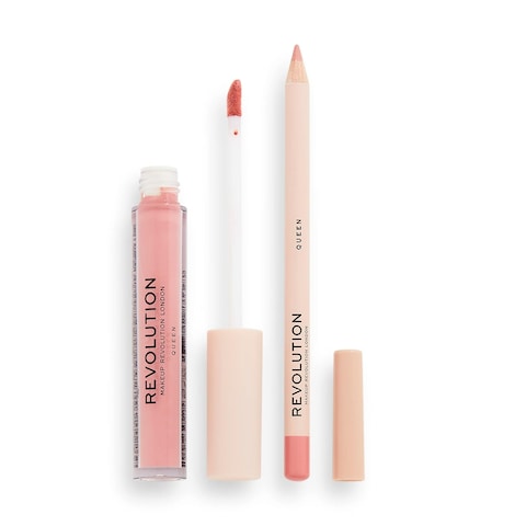 Makeup Revolution London, Lip Contour Kit, Queen, Lip Gloss &amp; Lip Liner Duo, 1x1ml, 1x1g