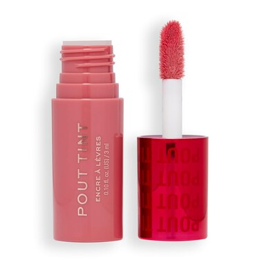 Makeup Revolution, Pout Tint Lip Gloss, Lightweight &amp; Buildable Formula, Gloss to Stain Finish, Sweet Pink, 0.1 Fl.Oz.